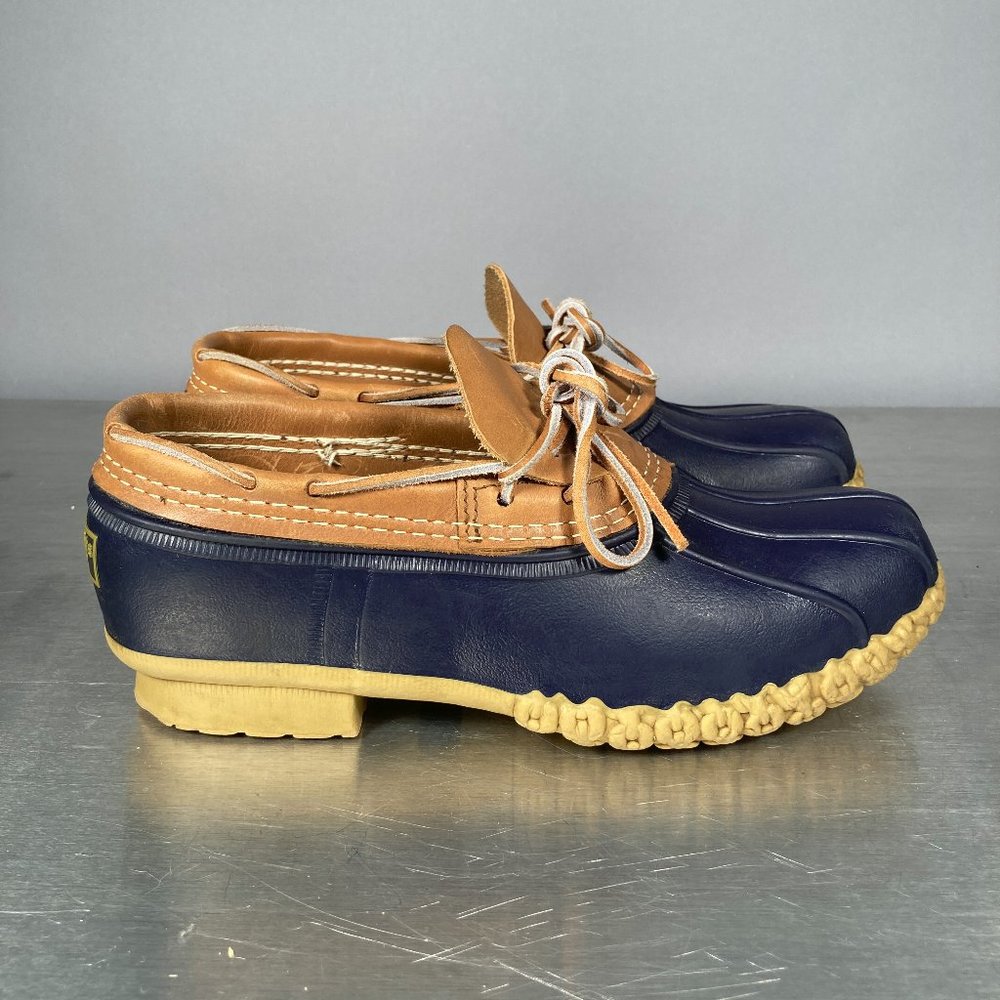LL BEAN Dark Blue Low Ankle Rubber Moc Slip-on Duck Boots 175067 Size W 9 M